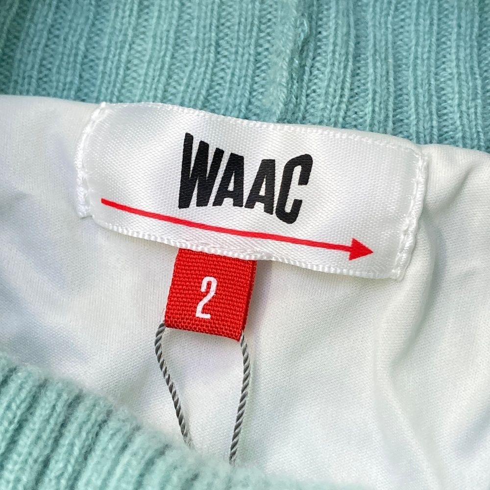  サイズ 2 WAAC ワック 裏地付 ニットセーター ブルー系 ゴルフウェア レディース ストスト セーター トレーナー レディースウェア