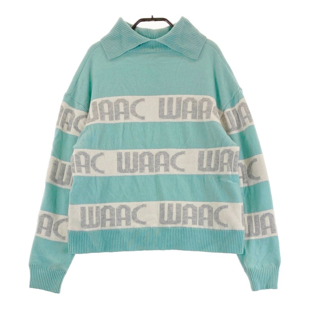 サイズ 2 WAAC ワック 裏地付 ニットセーター ブルー系 ゴルフウェア レディース ストスト