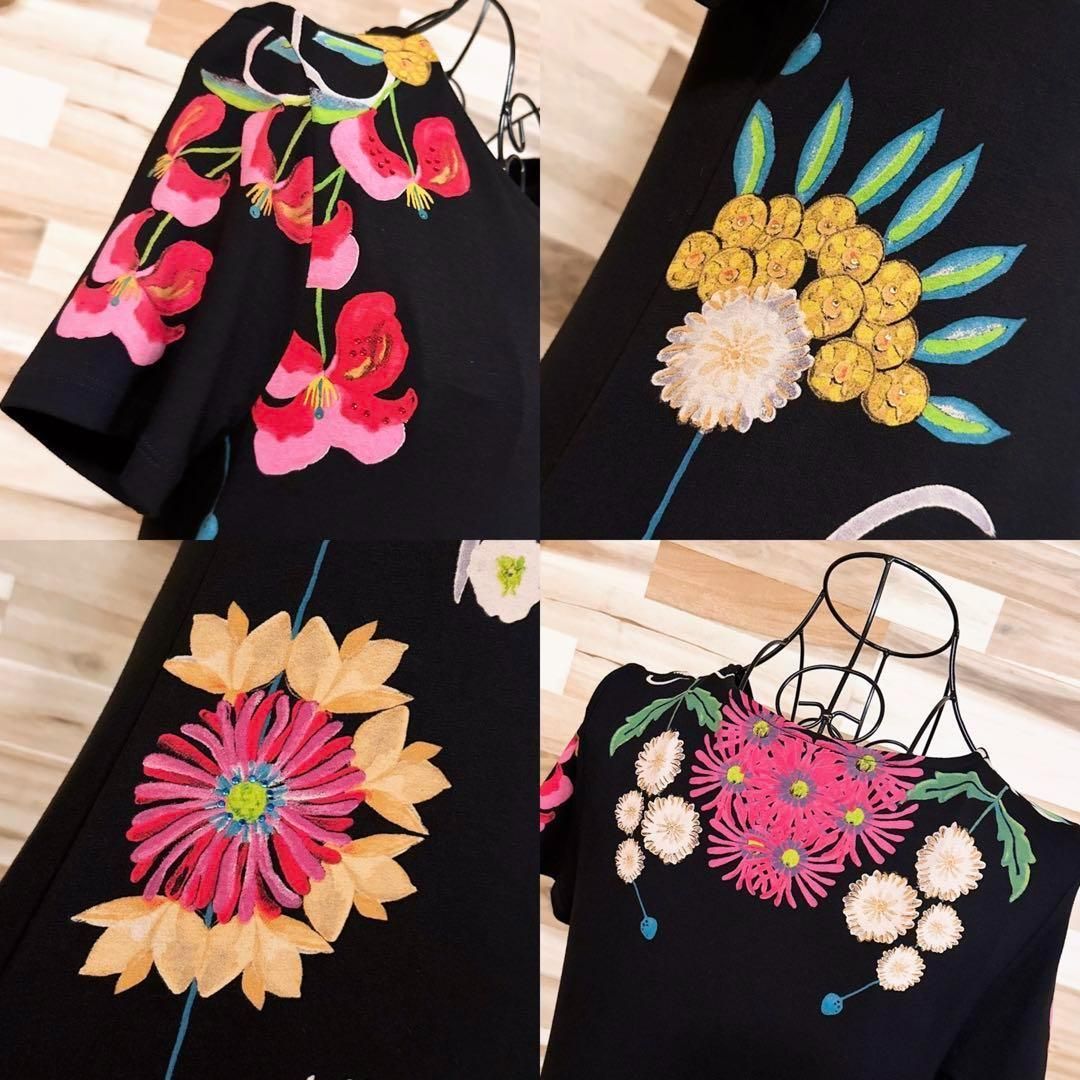 半袖ワンピース ビジュー装飾