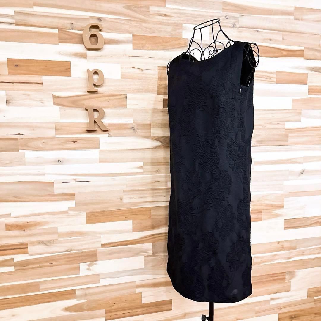 エスカーダ シルク ブレンド ジャガード ノースリーブ ワンピース 黒ブラック