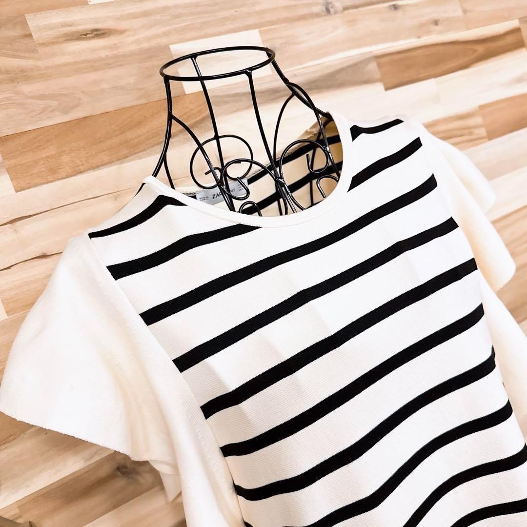 ボーダー切り替え Mアイボリー×黒