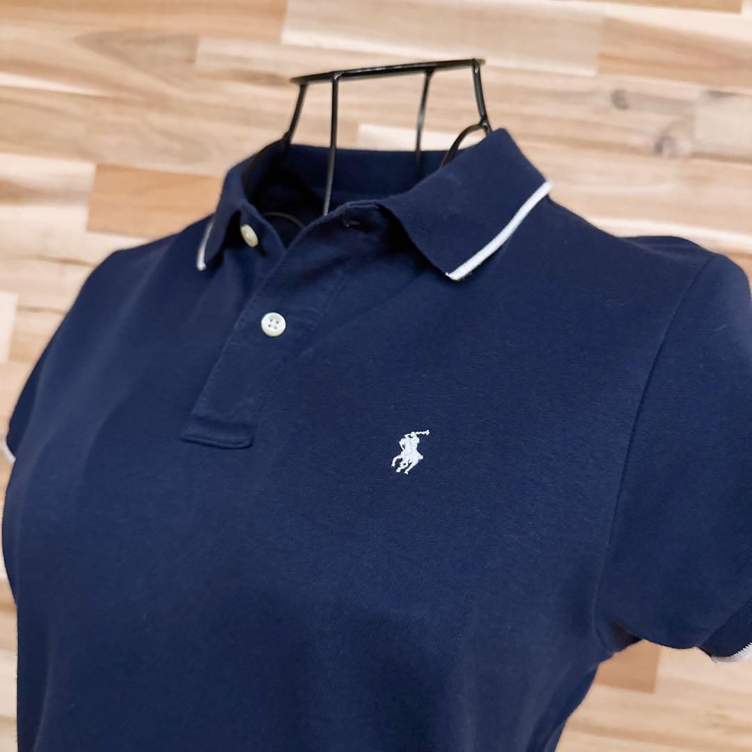 改良版入荷！ ラルフローレン コットン 半袖 ポロシャツ ワンピース 刺繍ロゴ XL 紺×白 超激安セール開催中です！