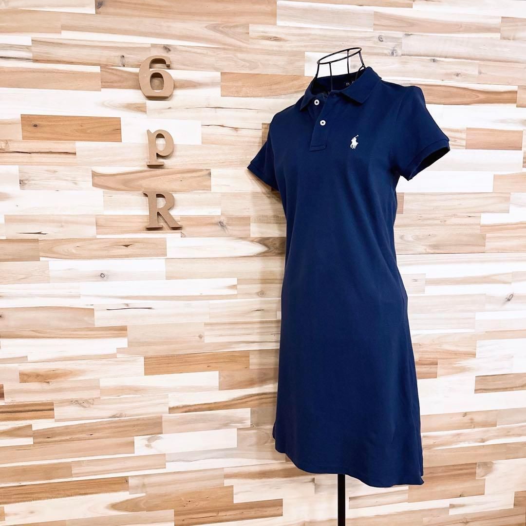ポロラルフローレン ポロシャツ ワンピース 半袖 ポニー刺繍ロゴ XS 紺×白