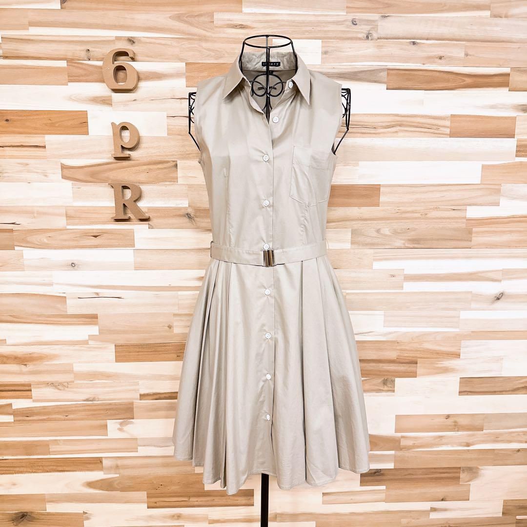 ワンピース グレージュ×白