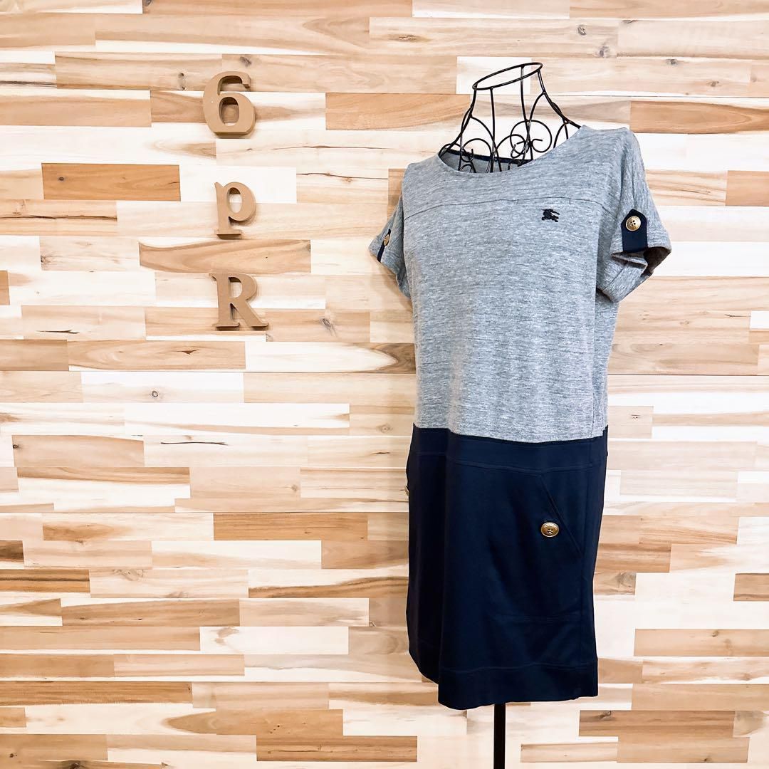 金ボタン グレー×紺