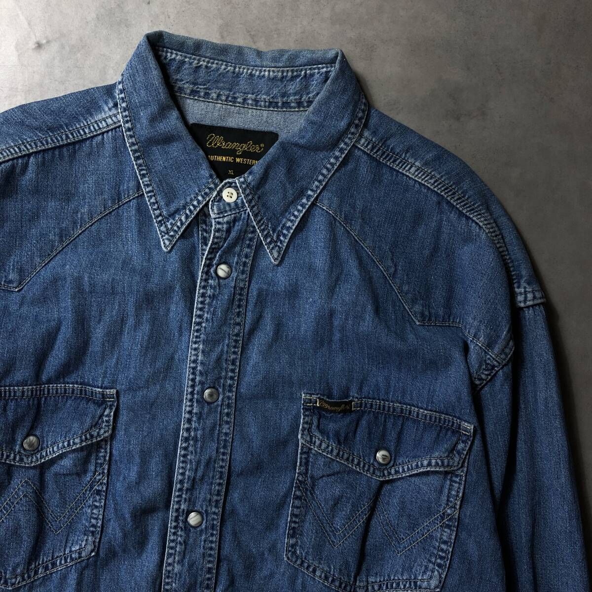 GQ4069◇Wrangler：デニムウエスタンシャツ◇XL◇インディゴ系