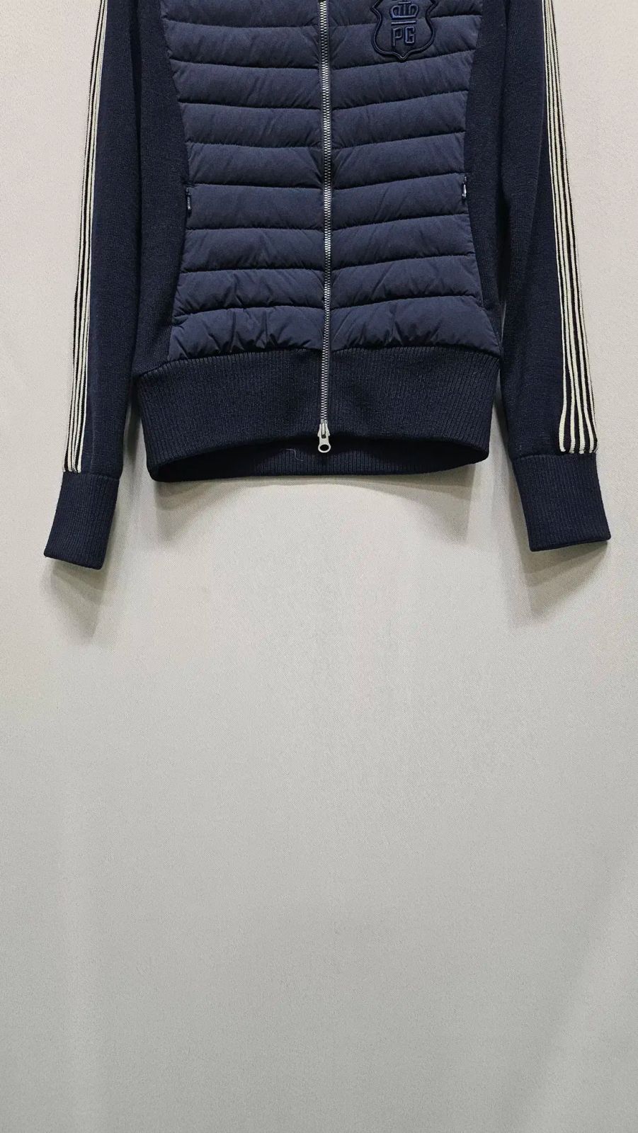 パーリーゲイツ ネイビー ストライプジップアップセーター　サイズ5 パーリーゲイツ ネイビー ストライプジップアップセーター サイズ5