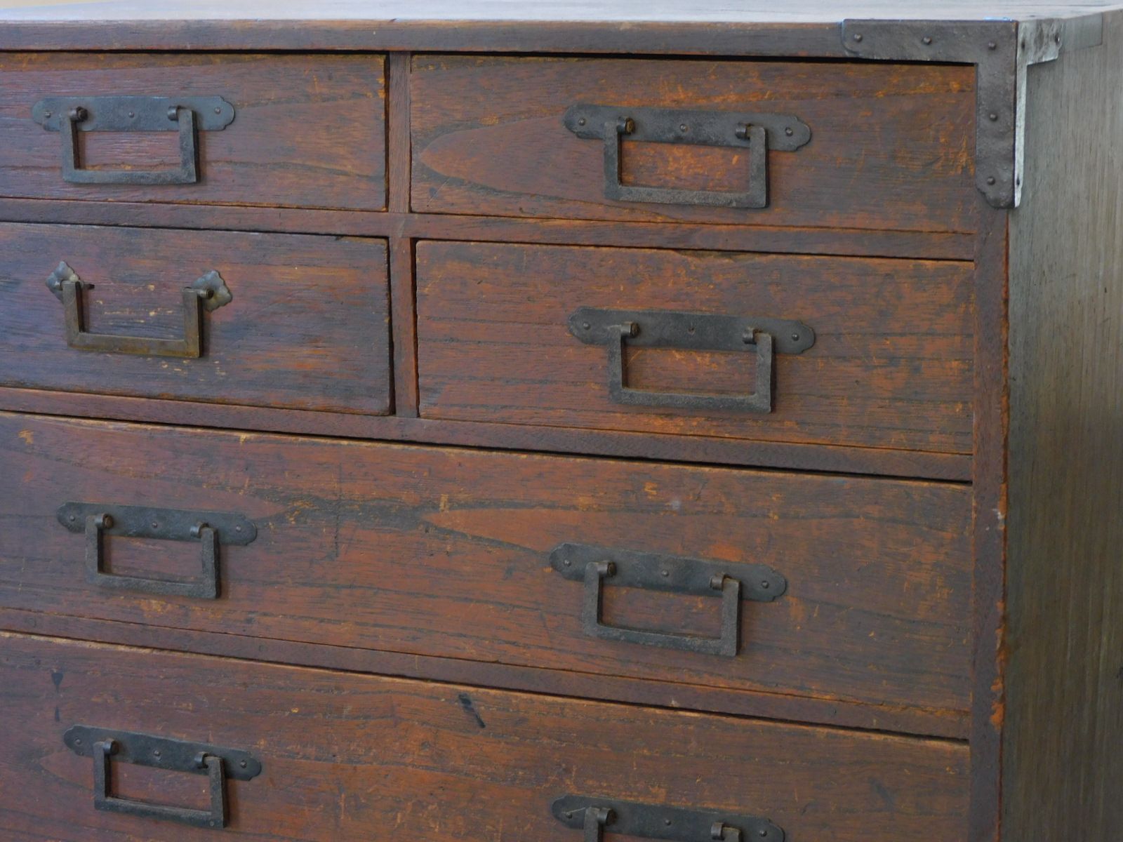 古民芸 角手の小引出し 7杯 HK-a-05690 / 無垢材 レターケース 抽斗