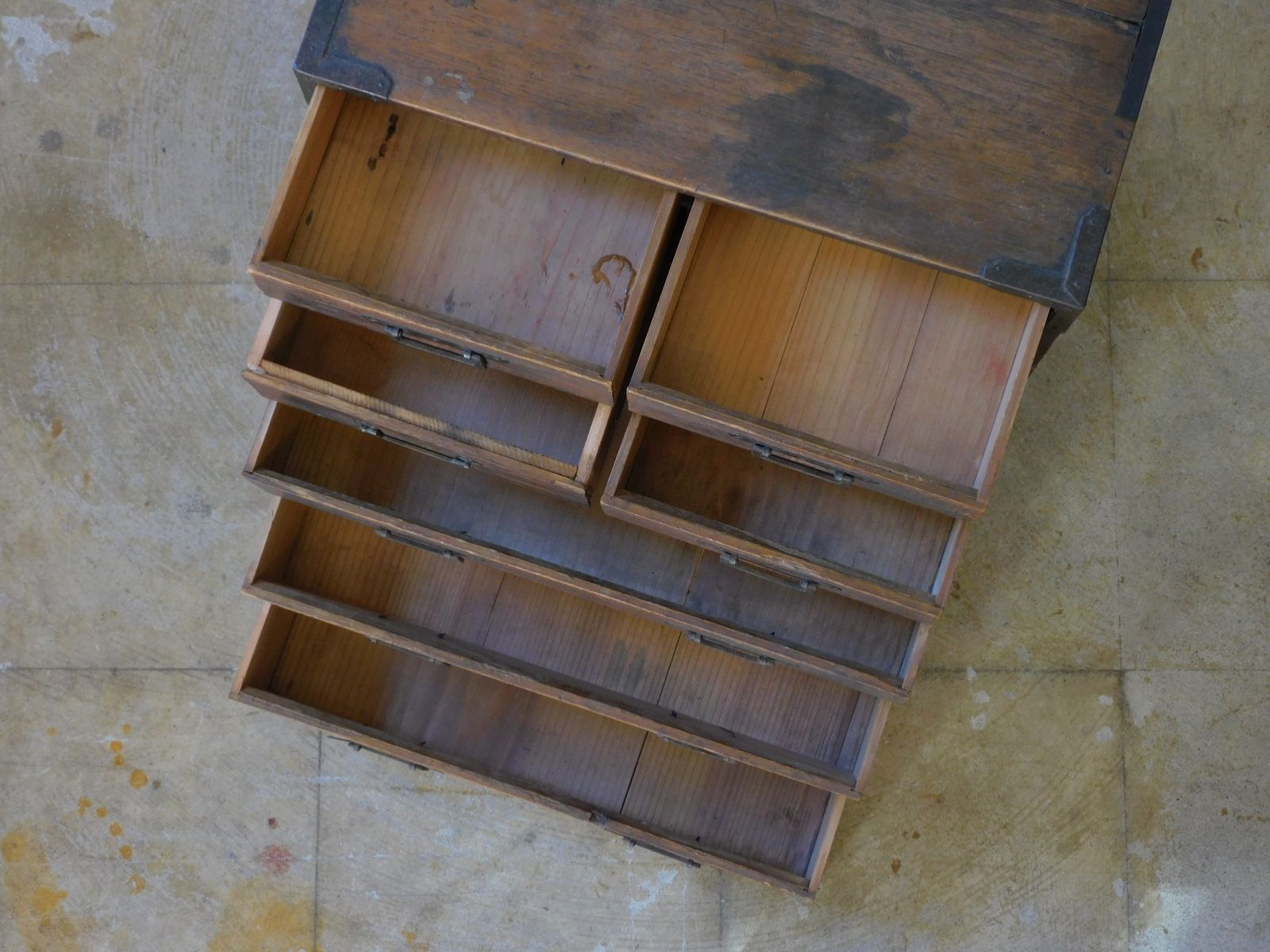 古民芸 角手の小引出し 7杯 HK-a-05690 / 無垢材 レターケース 抽斗