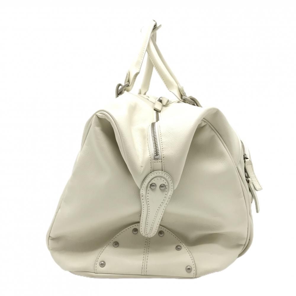 ダンスウィズドラゴン ボストンバッグ 白 スタッズ 内外ポケットゴルフ