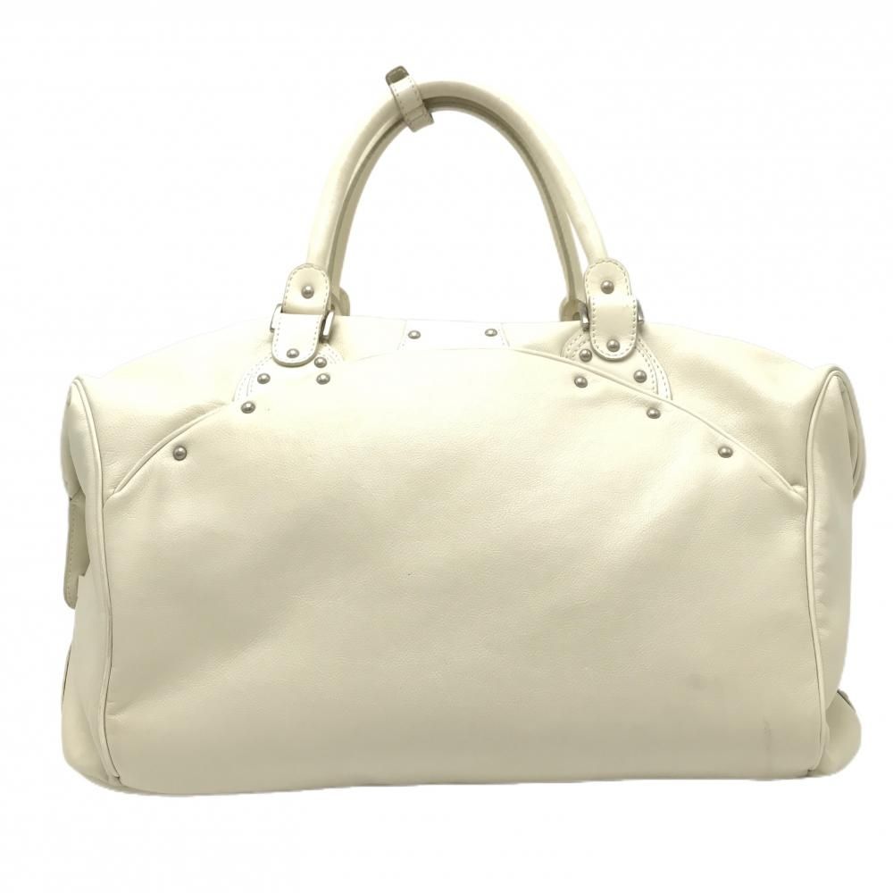 ダンスウィズドラゴン　ボストンバッグ未使用品 ダンスウィズドラゴン ボストンバッグ 白 スタッズ 内外ポケットゴルフ