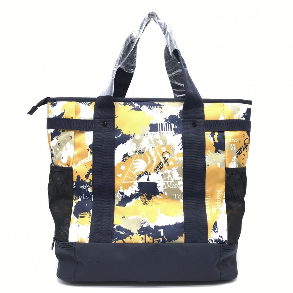  ルコック 2層式ボストンバッグ ネイビー イエロー系 総柄 内外ポケット シューズ収納可ゴルフ モデル le coq sportif クールダウン用品 ゴルフバッグ キャディバッグ ゴルフ