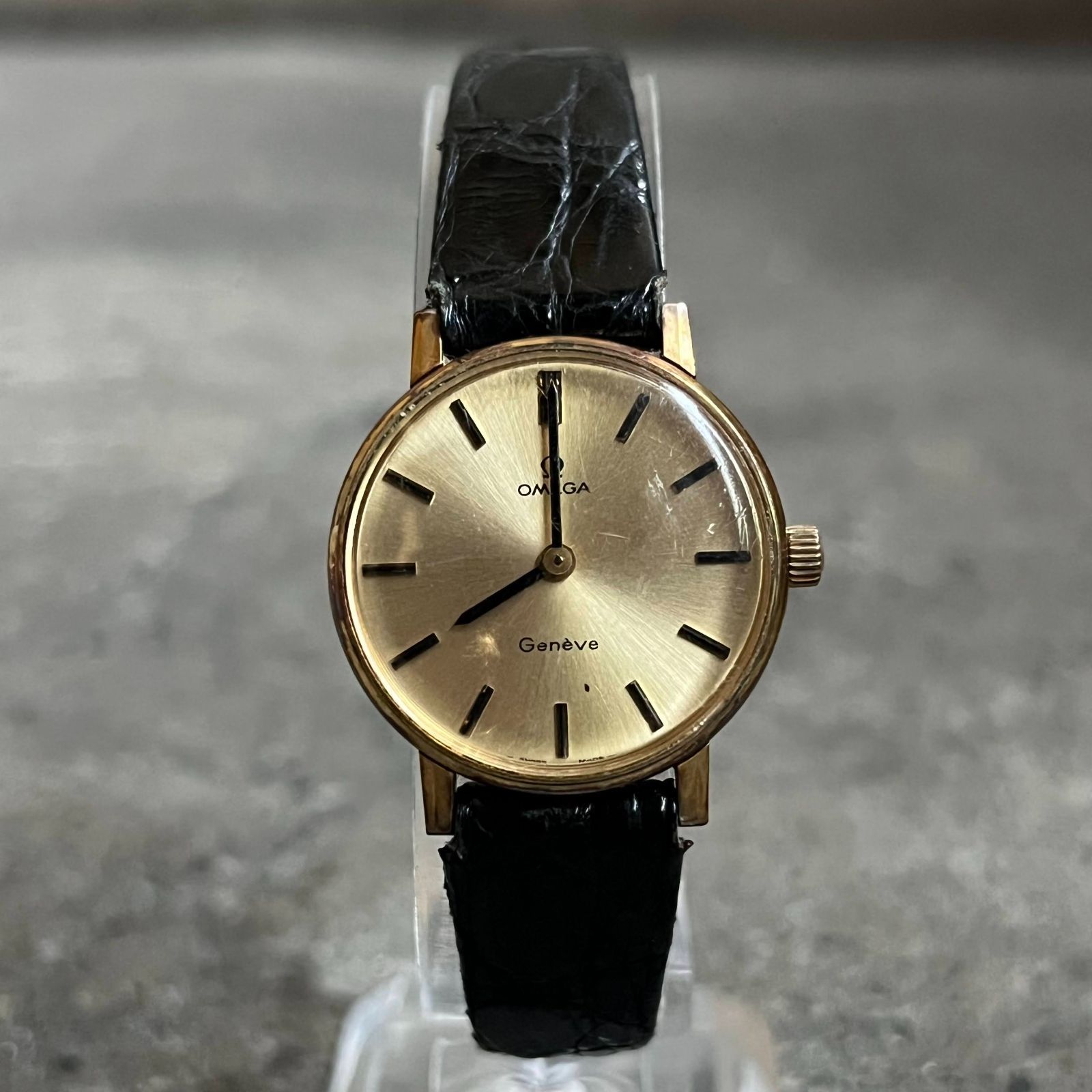 OMEGA Geneve 511 0410 手巻き 腕時計 2針 ゴールド レザーバンド オメガ ジュネーブ GOLD PLATED VINTAGE 稼動品