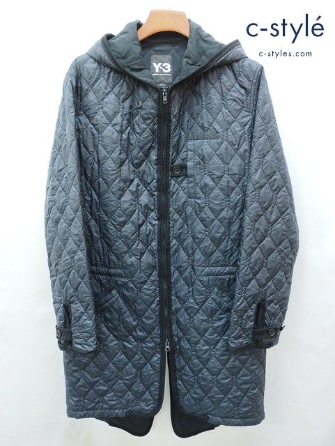 G554 秋冬物 人気 Y-3 ワイスリー キルティングコート S ブラック ナイロン DP0510 G