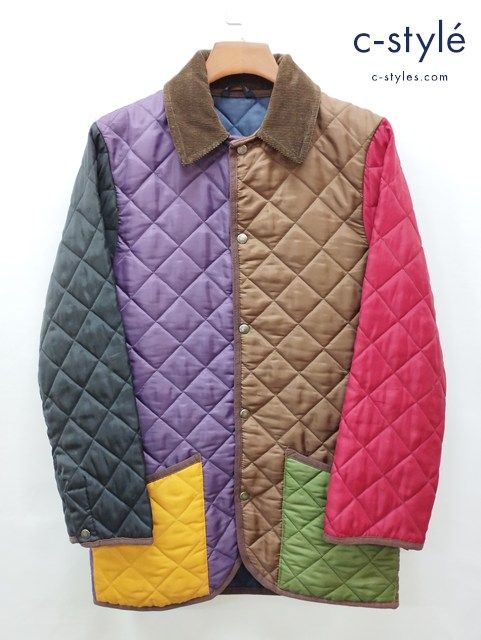 I500 秋冬物 人気 MACKINTOSH × SHIPS マッキントッシュ×シップス キルティングコート M マルチ スコットランド製 T