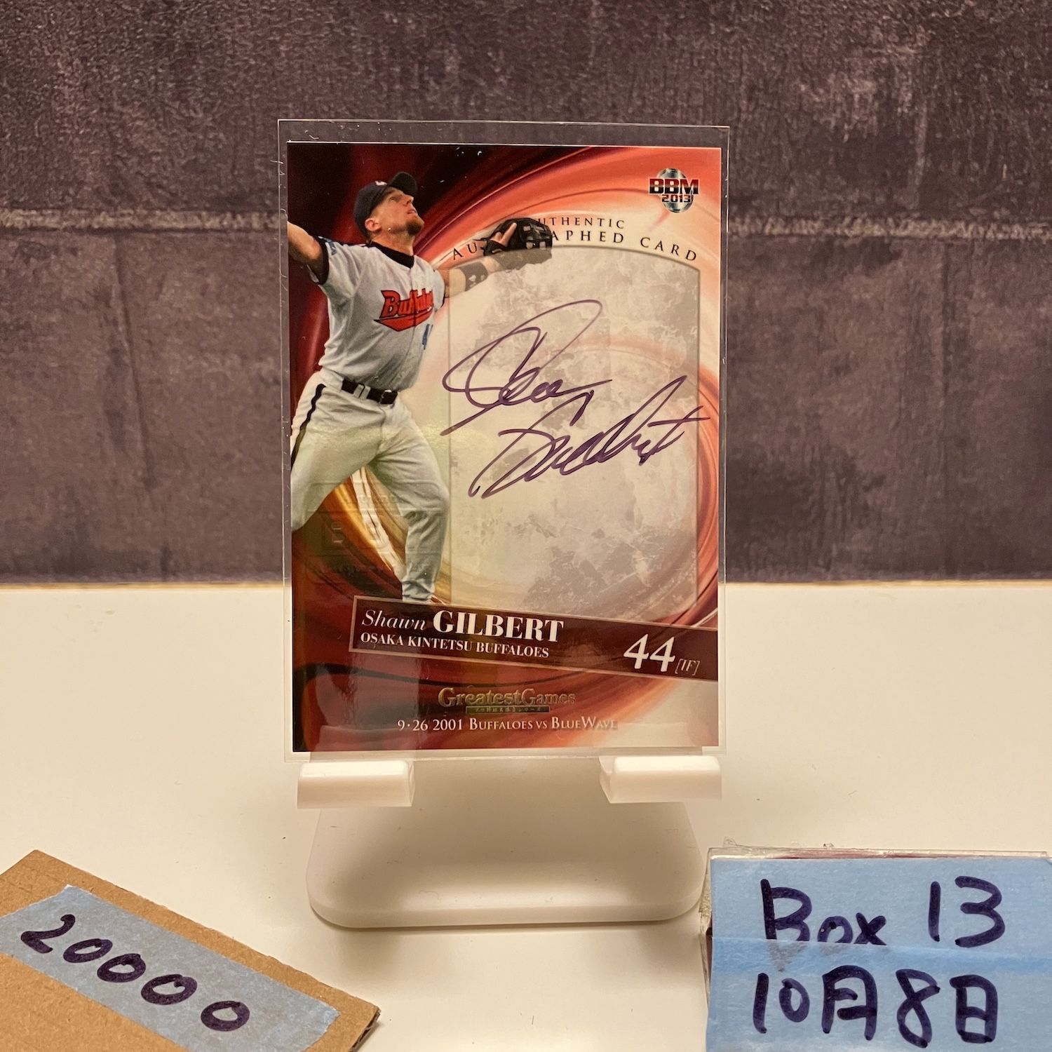2013 BBM Shawn Gilbert ショーンギルバート 052 102 直筆サインカード 大阪近鉄バファローズ Greatest Games 9-26 2001 カード