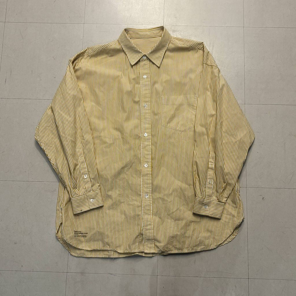 FreshService フレッシュサービス CORPORATE UNIFORM L S SHIRT ロングスリーブストライプシャツ FSC241-50110B ベージュ系 size M 中目黒A11