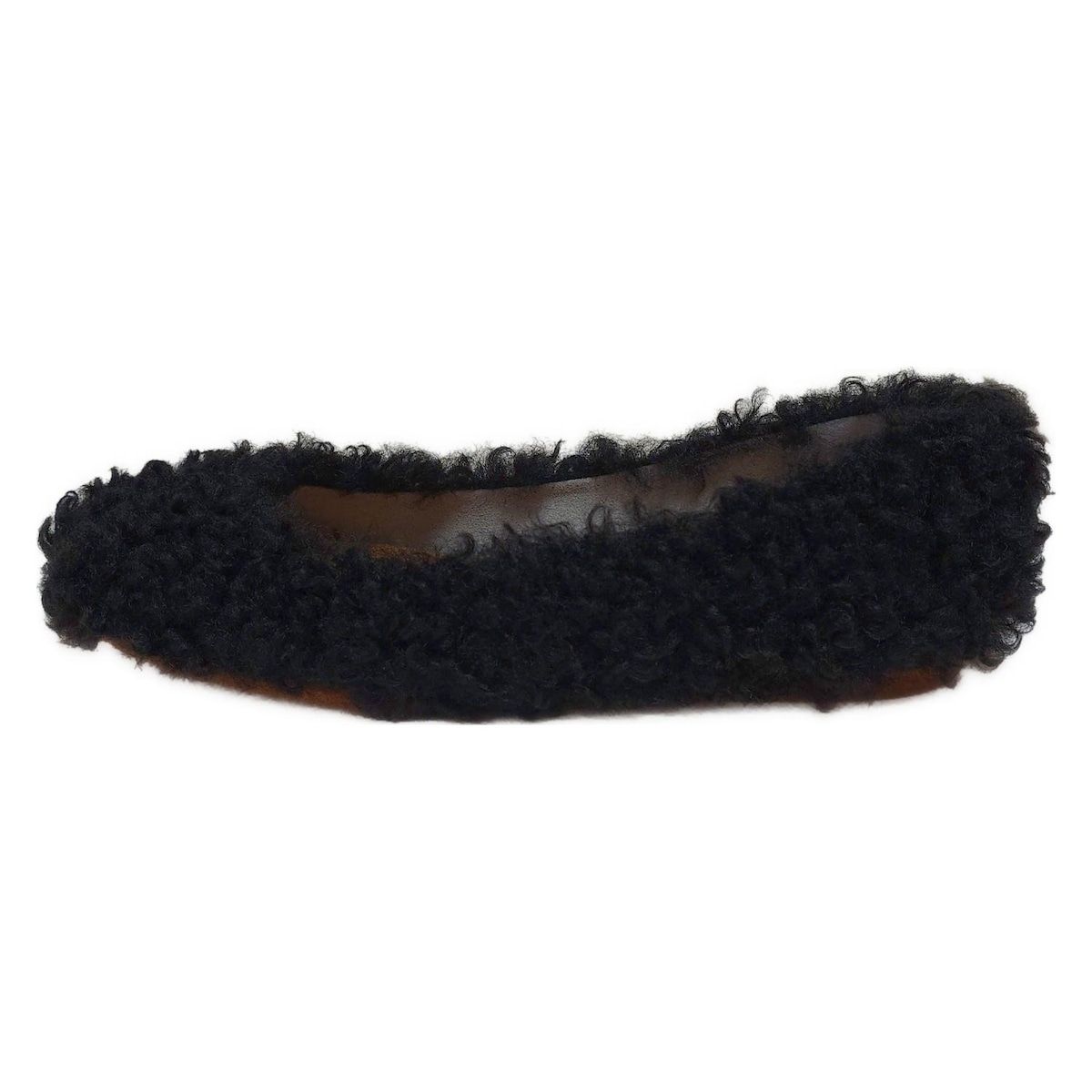 UNITED ARROWS ユナイテッドアローズ フラットシューズ 37 レディース 黒 ファー