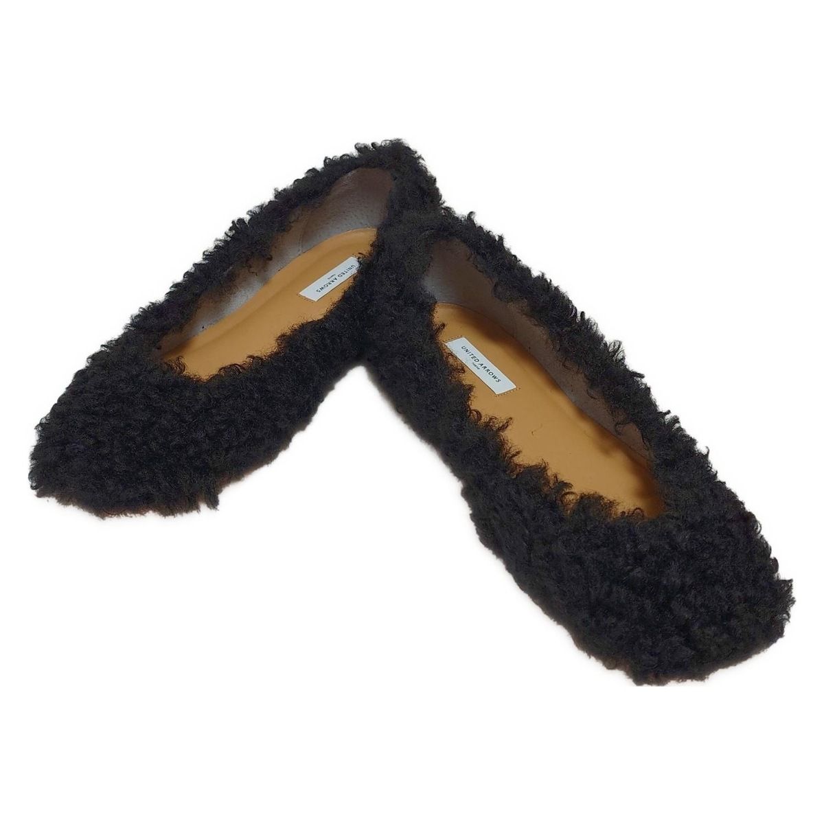 UNITED ARROWS ユナイテッドアローズ フラットシューズ 37 レディース - 黒 ファー