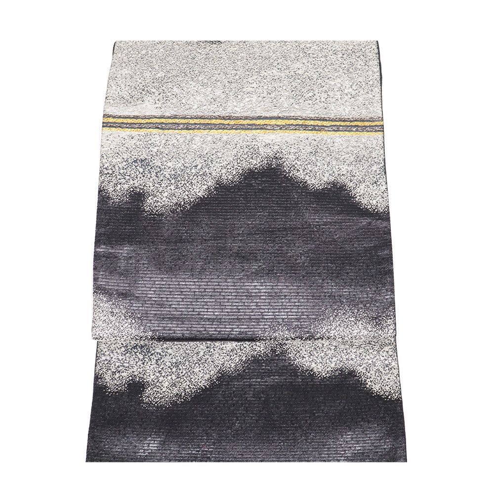 訪問着用 袋帯 正絹 黒と銀 黒 銀 暈し 金縞 Lサイズ F 8431 レディース シルク ギフト セミフォーマル 30代 40代 50代