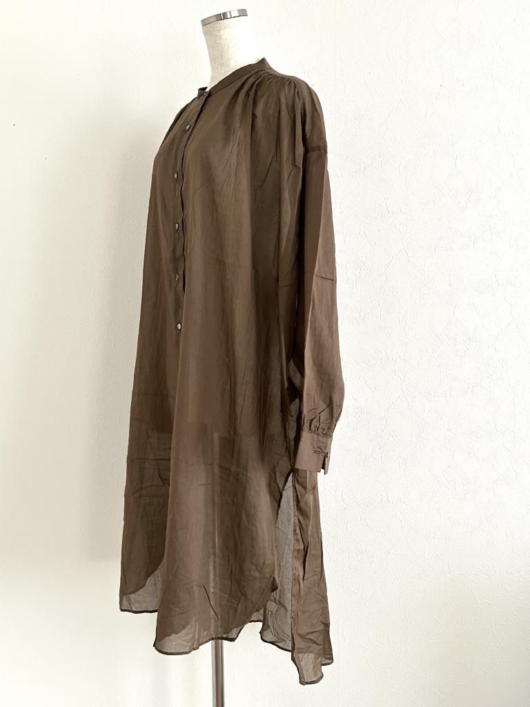 mizuiroind ミズイロインド バンド シアーロングギャザーシャツワンピース シャツ F フリーサイズ 大人 おしゃれ お出掛け 6459362