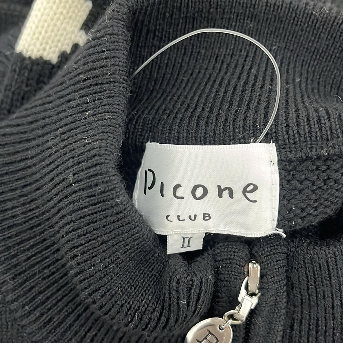  PICONE ピッコーネ ベスト サイズ2 M レディース 黒 ジップアップ ニット ベスト ジレ ベスト ジレ ビスチェ