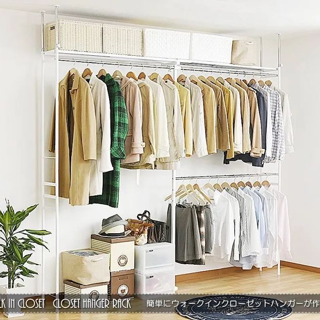 ツッパリ クローゼットハンガーラック ホワイト/SK-80L-W(WH)-CH