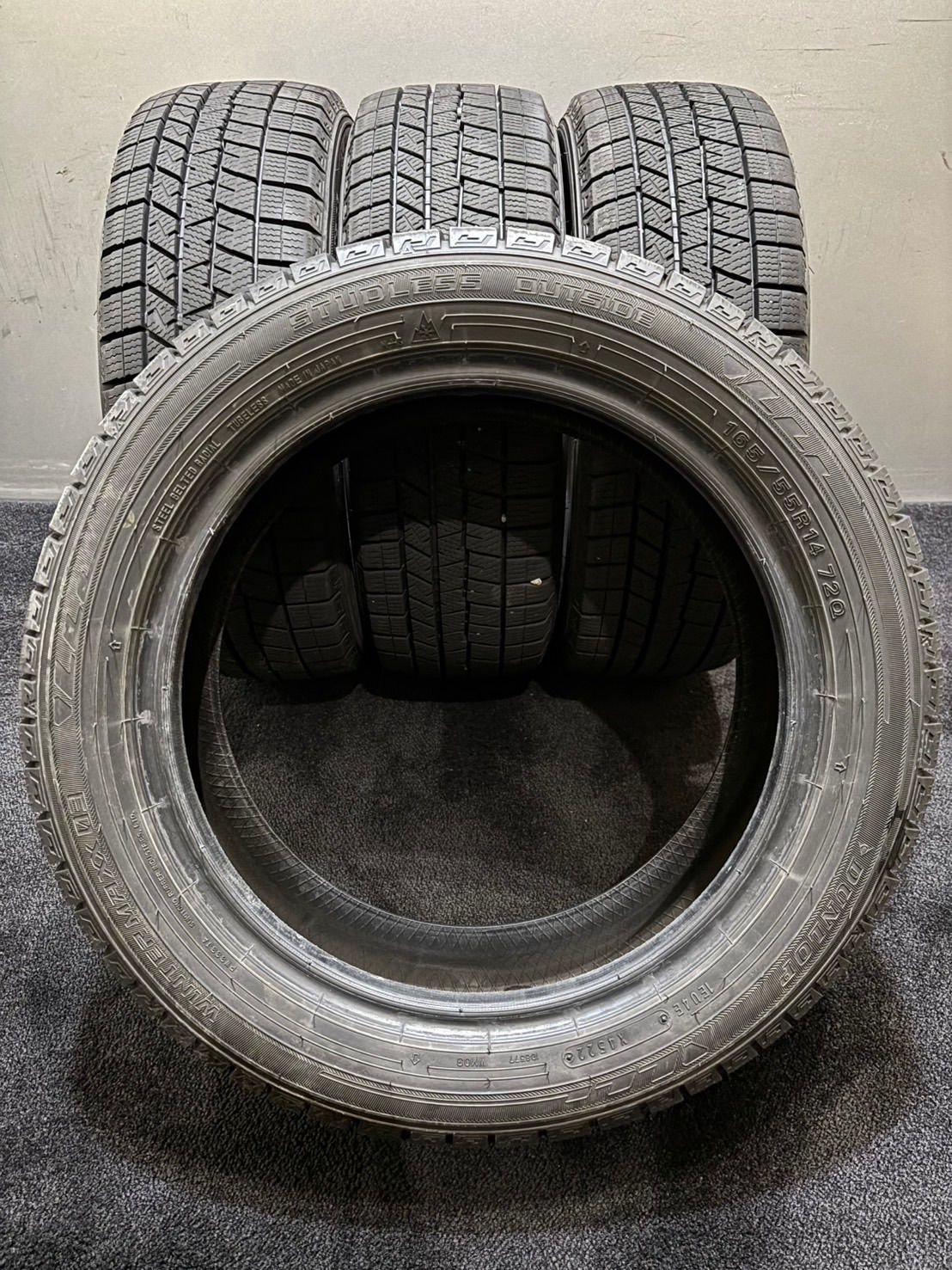 ★バリ山 165/55R14 ダンロップウインターマックスWM02 21年製4本 ☆バリ山 165/65R14 ダンロップウインターマックスWM02 20年製2本