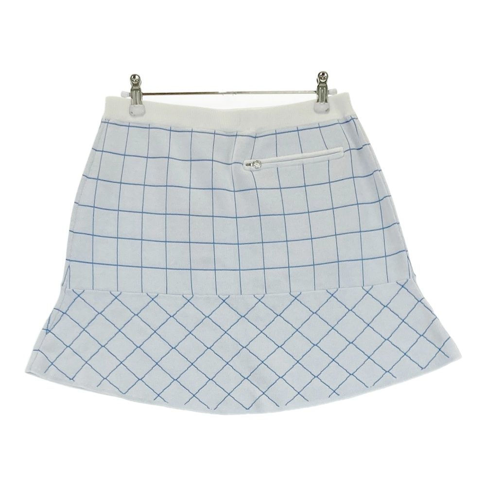 サイズ L GOLF デサントゴルフ ニットスカート チェック柄 ブルー系 ゴルフウェア レディース ストスト