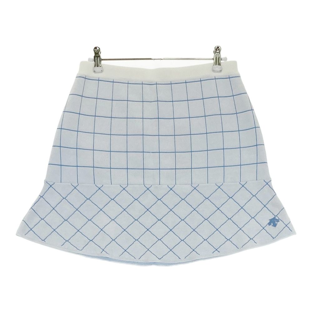 サイズ L DESCENTE GOLF デサントゴルフ ニットスカート チェック柄 ブルー系 240101561398 ゴルフウェア レディース ストスト