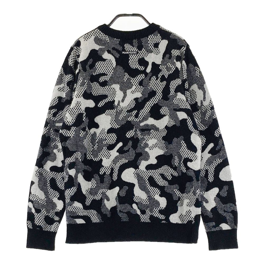 サイズ 0 PEARLY GATES パーリーゲイツ カシミヤ混ニットセーター 総柄 ブラック系 ゴルフウェア レディース ストスト