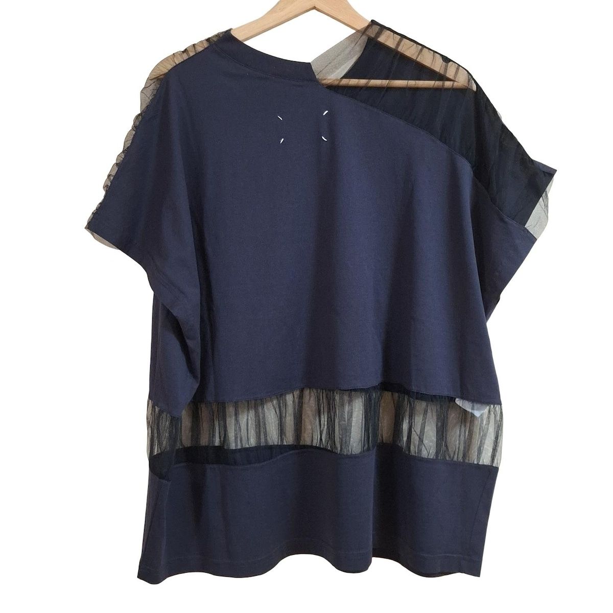 Maison Margiela メゾンマルジェラ 半袖カットソー サイズXS レディース - S51GC0400 ダークネイビー×黒 クルーネック レース