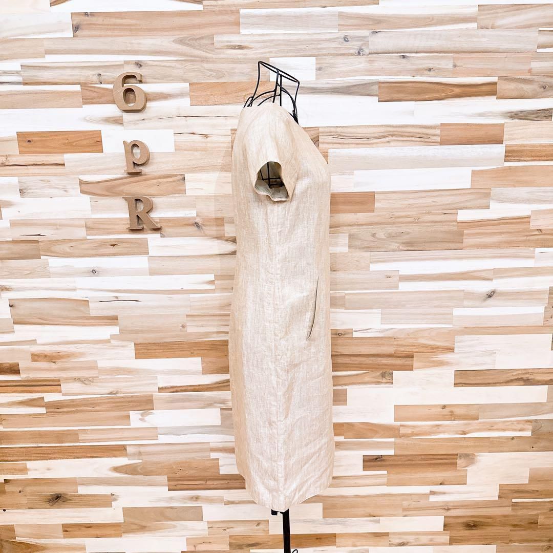 セオリーリュクス】クルーネック リネン ブレンド ラメ糸 ワンピース