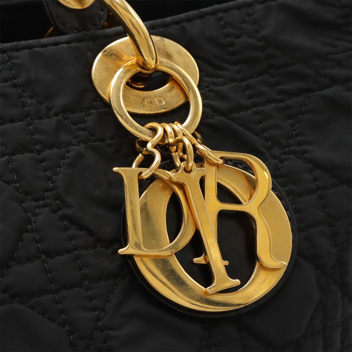 Dior レディディオール カナージュ ナイロン ゴールド金具 CD ブラック
