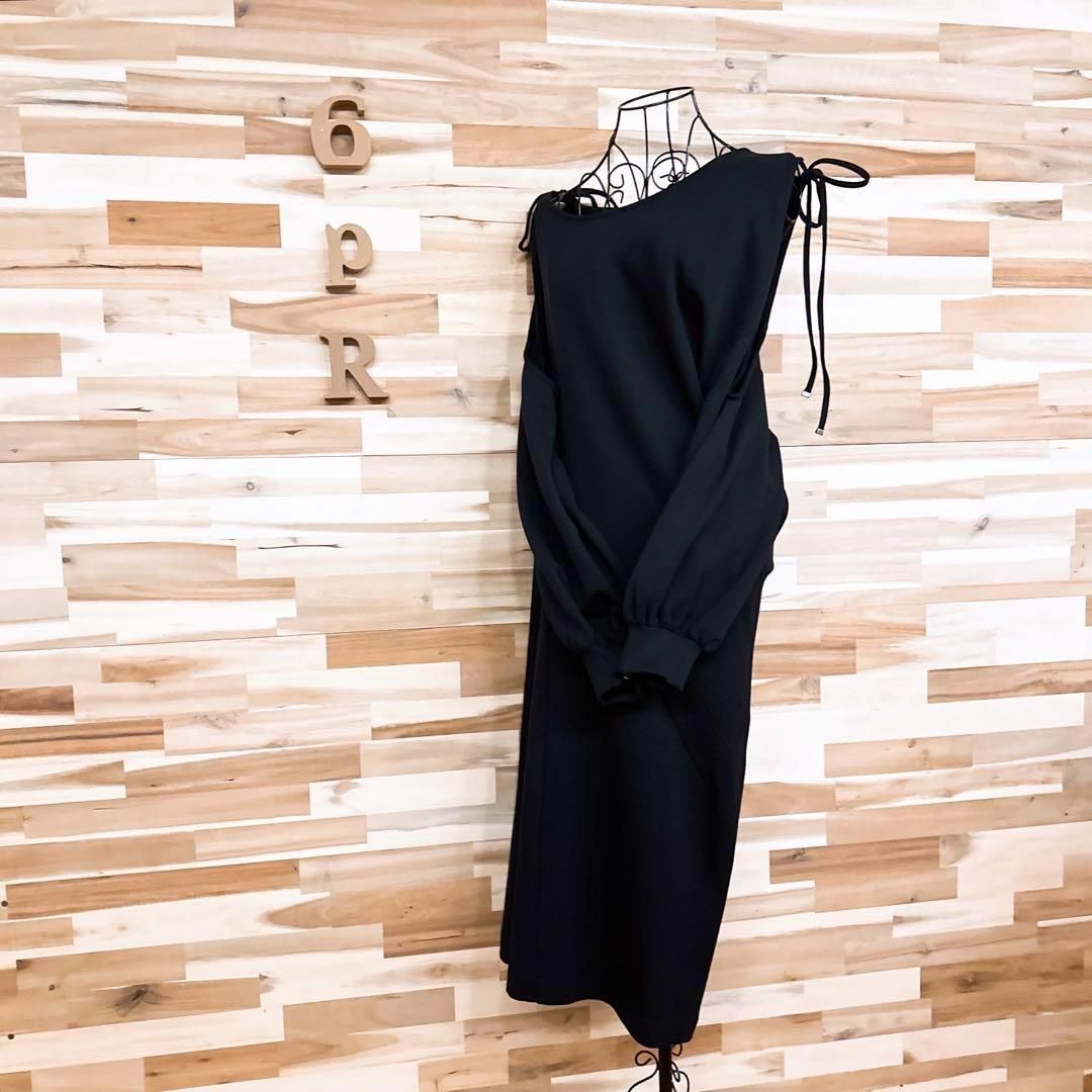 ディーゼル オープンショルダー アシンメトリー ロング ワンピース L黒