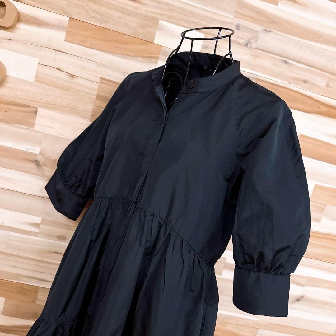 ザラ ボリューム ティアード ロング ワンピース フェミニン XS 黒