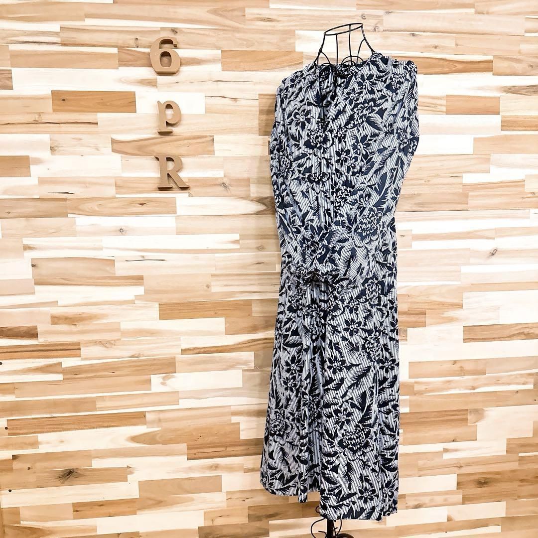 コットン 花柄×ストライプ