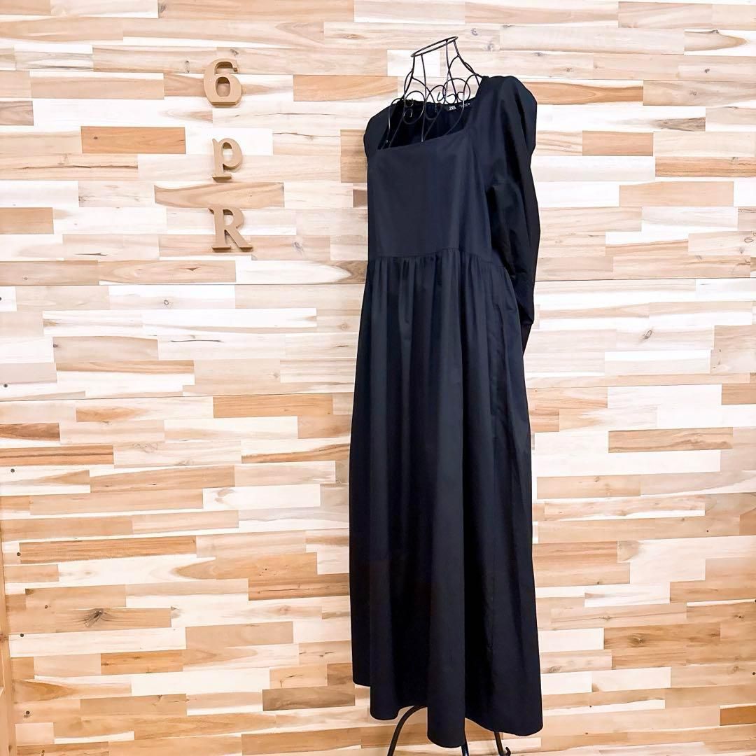 ザラ】スクエアネック ボリューム スリーブ ギャザー ロング