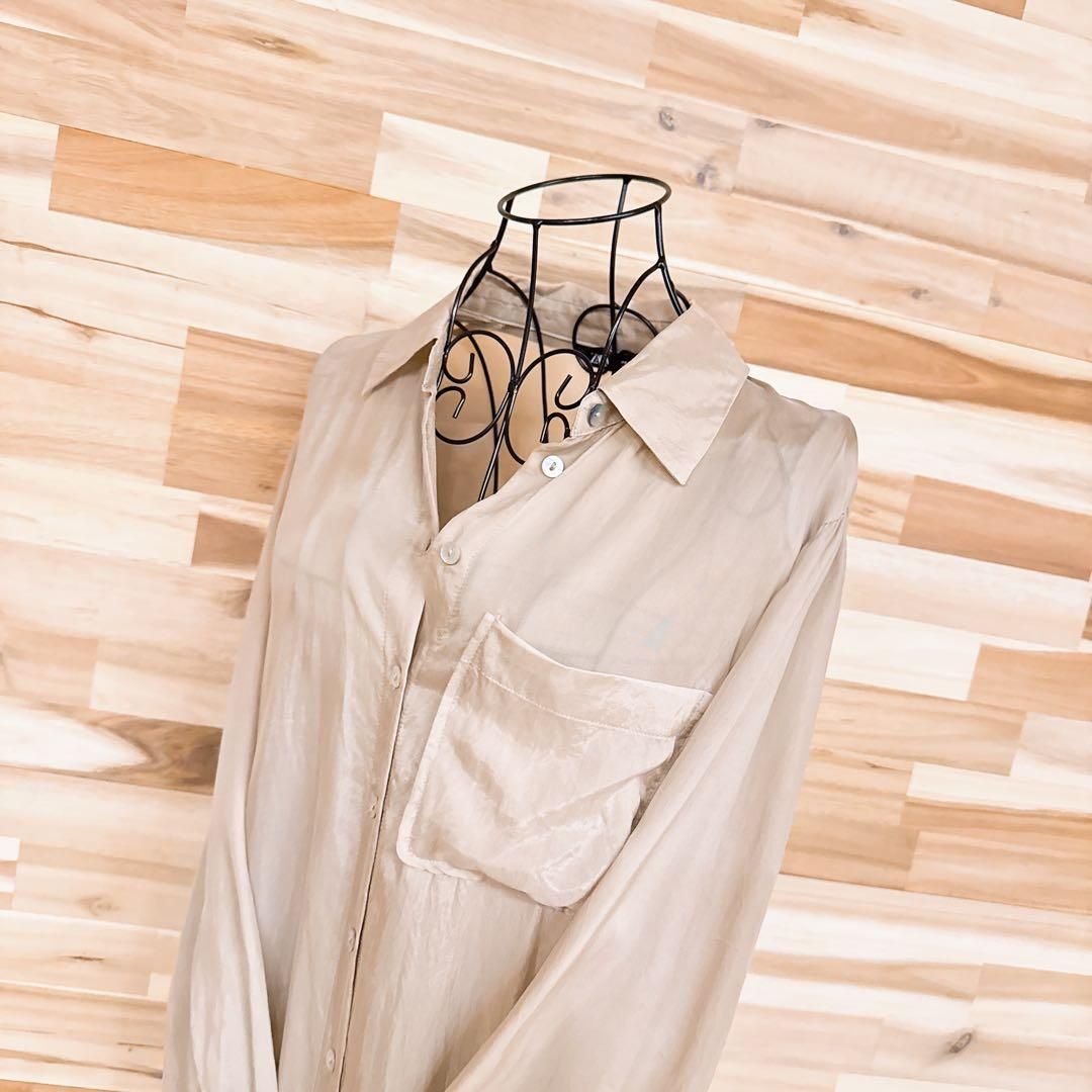 ザラ キュプラ ロング シャツ ワンピース ナチュラル S ベージュ