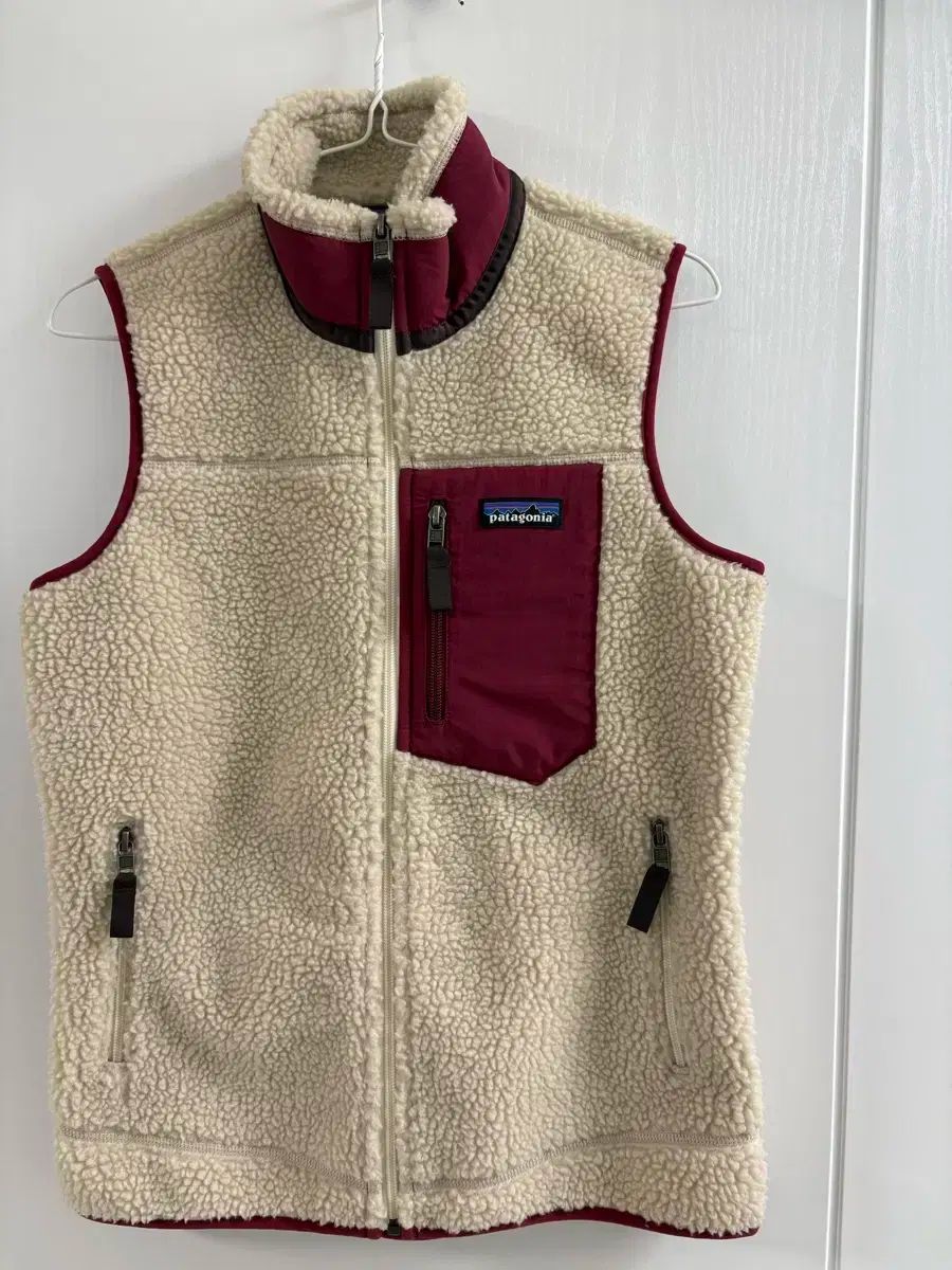 パタゴニア フリース ベスト アイボリー バーガンディ レトロ