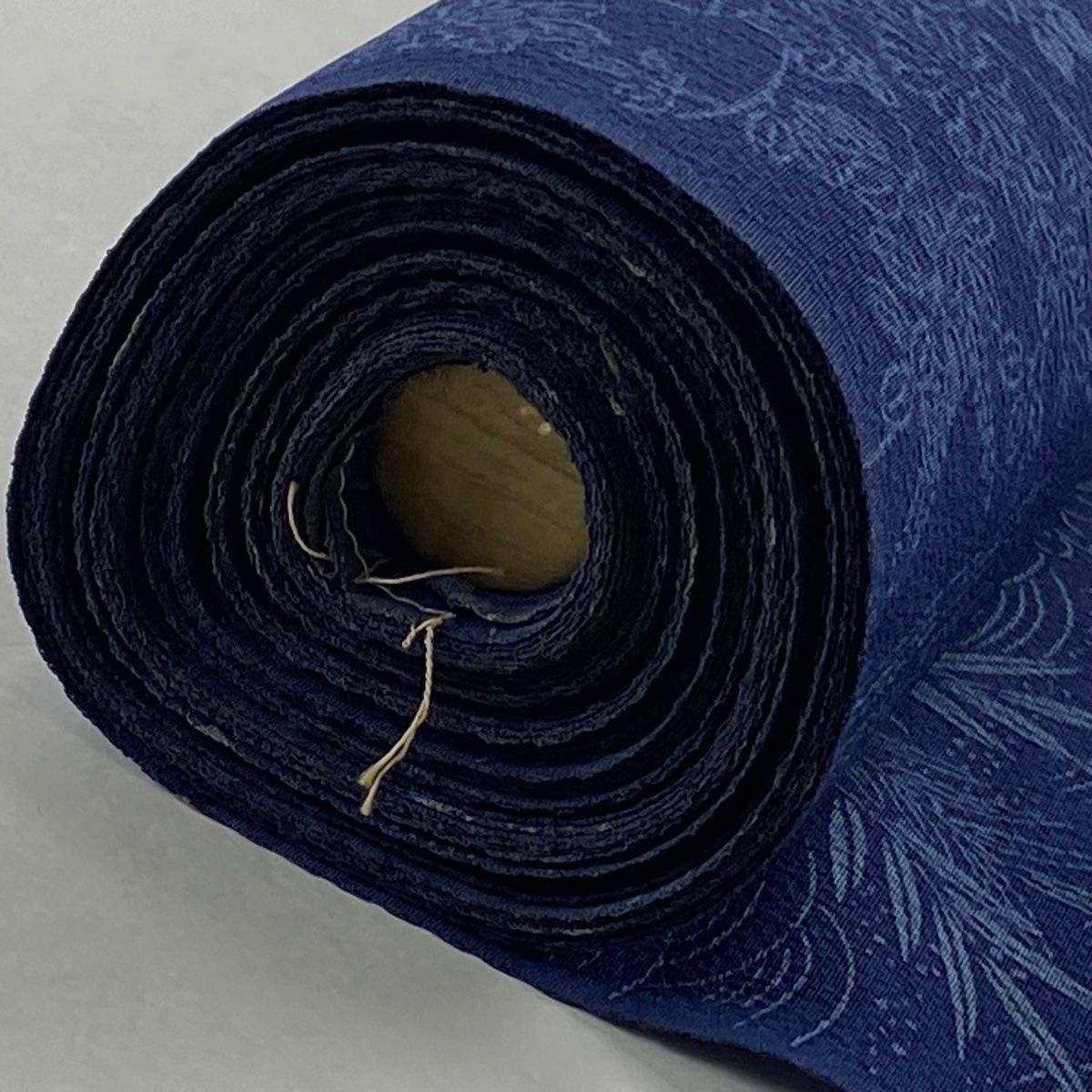  反物 秀品 小紋 落款有 阿波藍染 松竹梅 舟 藍色 正絹 その他 着物反物