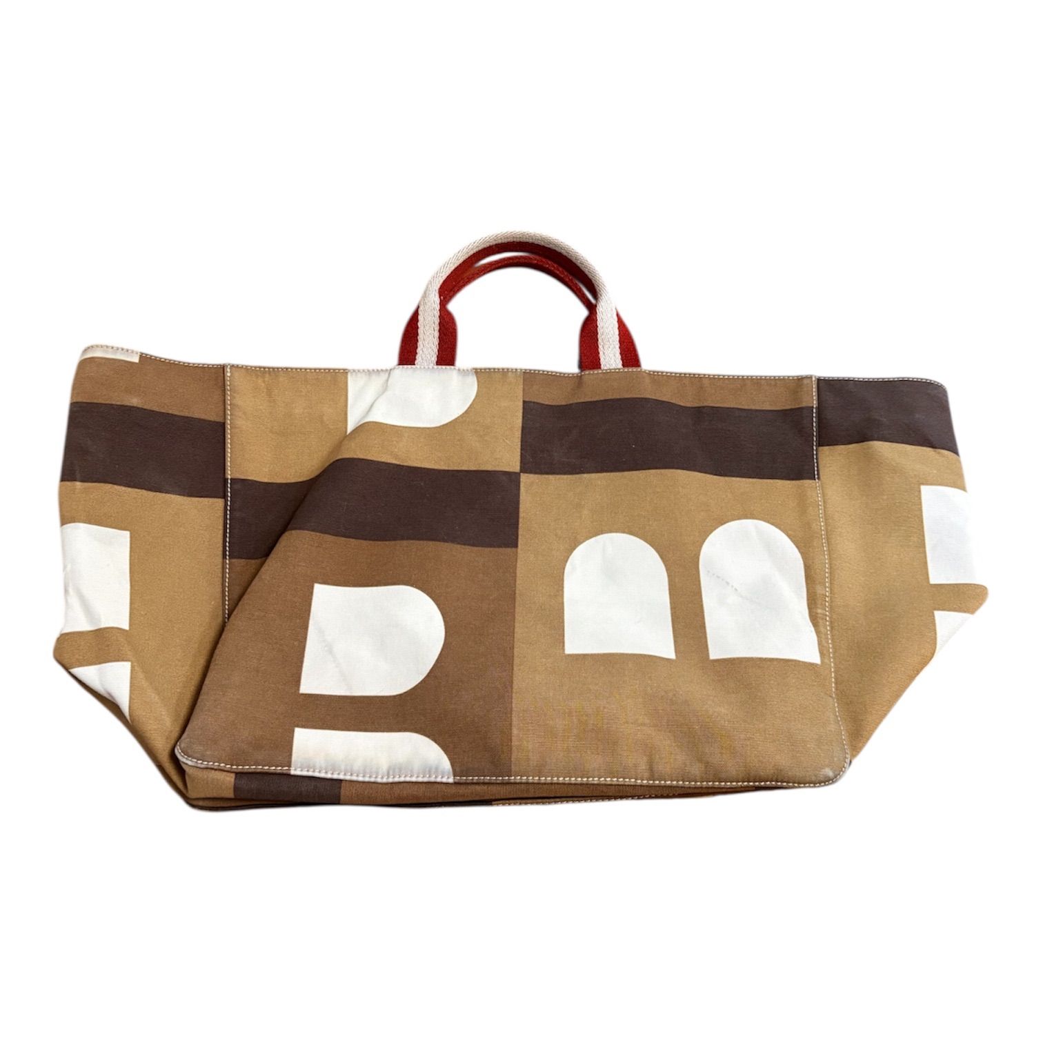 ⭐️美品⭐️BALLY ビジーB キャンバス　ロゴ　トートバッグ BALLY トートバッグ ビジーB Bロゴ ビッグサイズ イタリア製 ブラウン