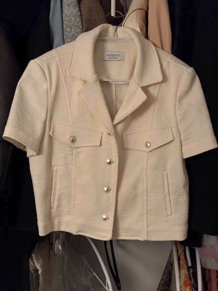 アノエティック ツイード 半袖ジャケット アイボリー