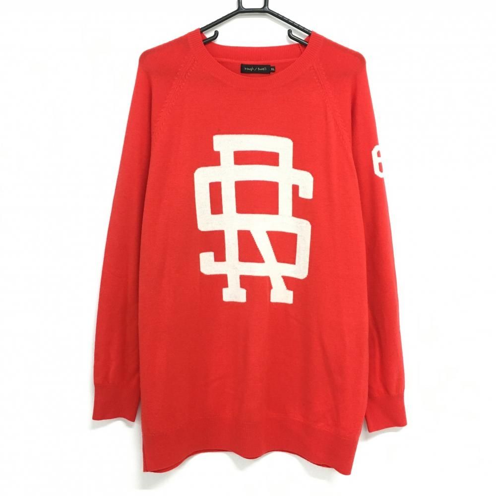 ラフアンドスウェル セーター レッド×白 ニット ウール100% メンズ XL ゴルフウェア rough&swell