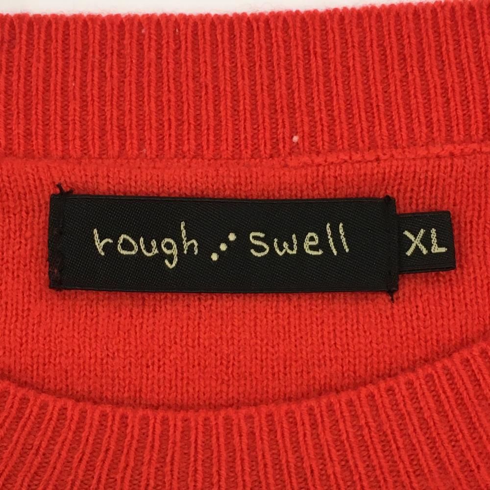 【新品未使用品】ラフアンドスウェル セーターレッド サイズＬ 美品】ラフアンドスウェル セーター レッド×白 ニット ウール100