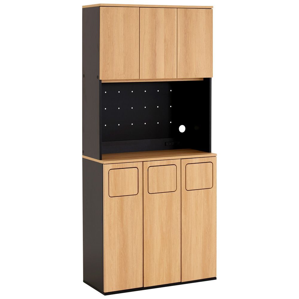 ヴィンテージ ごみ箱一体型食器棚 ごみ箱3つタイプ VSK-A 3 W-WAL ウォールナット