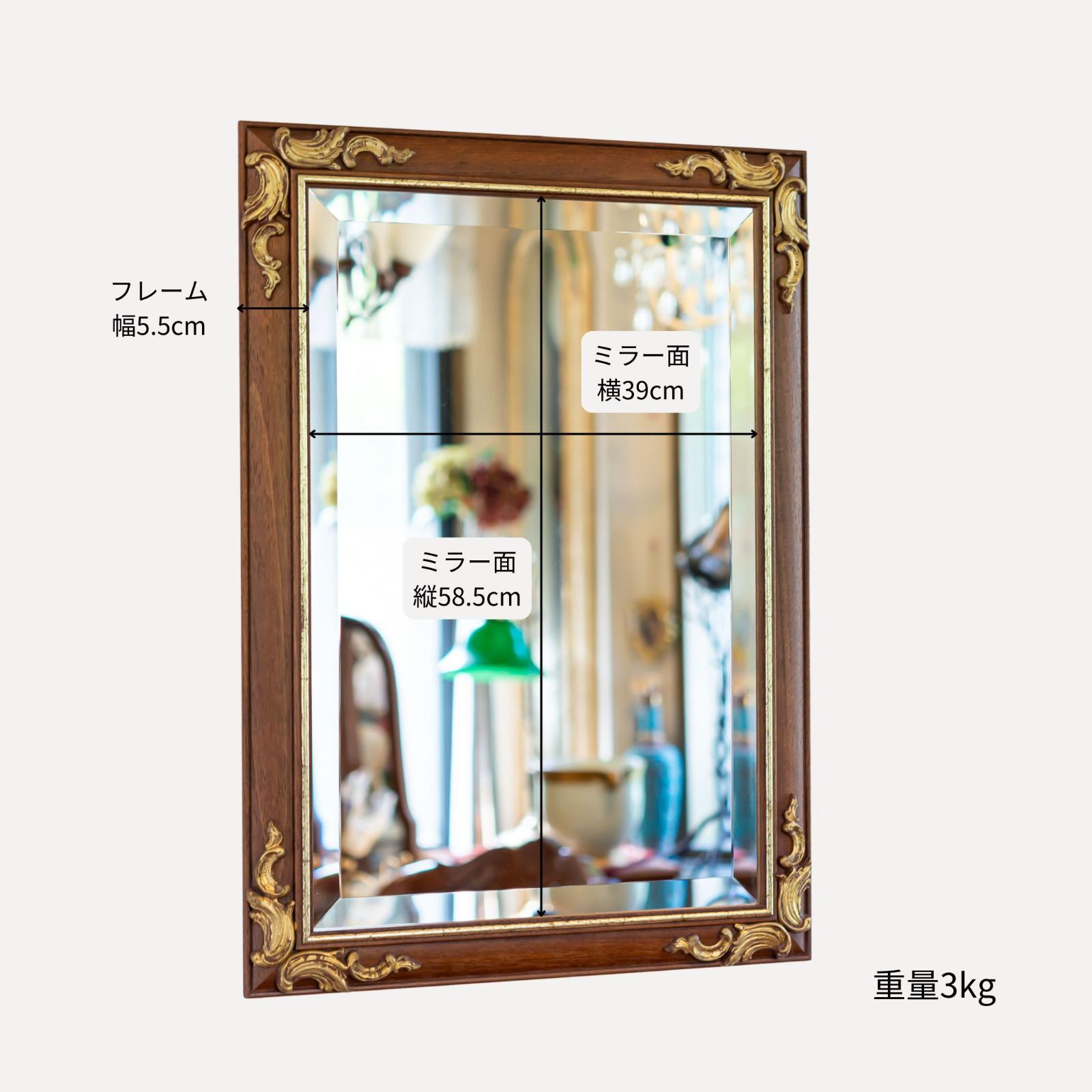 イタリア製 木製 ハンドペイント ウォールミラー 壁掛け鏡 卸売