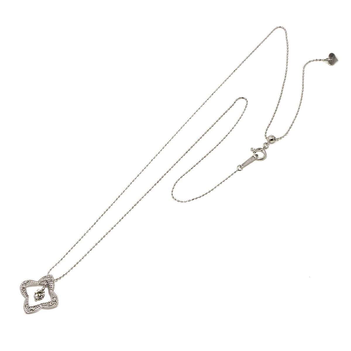 ダイヤ 0.15 ct 0.10 ネックレス 45 cm K 18 WG ホワイトゴールド 750 Diamond Necklace