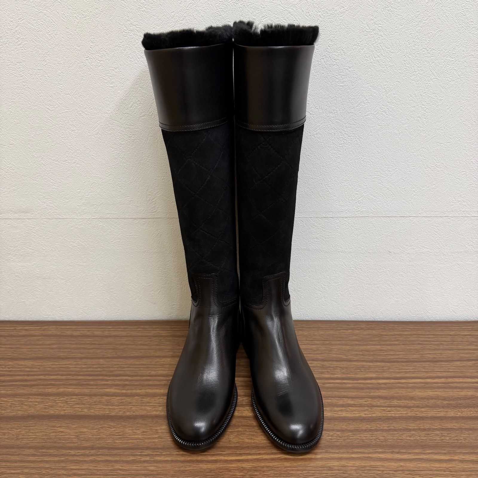 CHANEL　スエード　ココマーク　刺繍　ロゴ　ブーツ　ロング　ウエスタン　厚底 CHANELスエードココマーク刺繍ロゴブーツロングウエスタン厚底