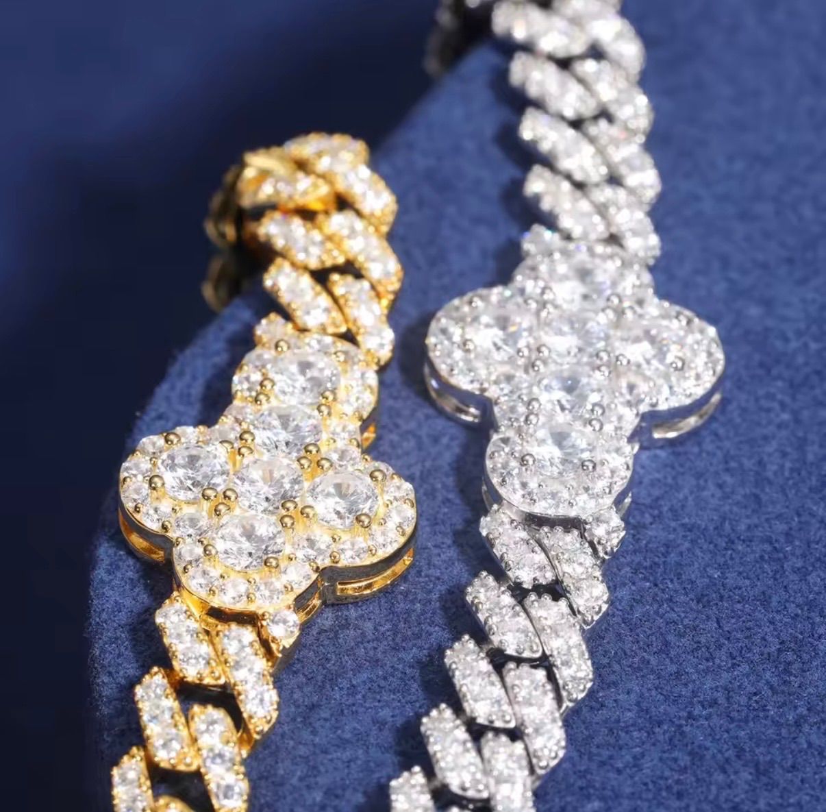 モアサナイト22mmキューバンチェーン 8-22 MM クラスプ アイス